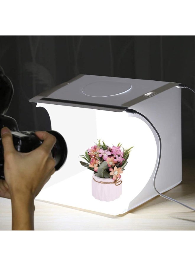 صندوق استوديو تصوير مزود بإضاءة LED، طقم خيمة إضاءة تصوير محمولة كبيرة الحجم 40 سم، صندوق إضاءة ناعم أبيض قابل للطي مع 2*35 مصباح + 2 خلفيات لعرض المنتجات (أسود - أبيض) - Image 4